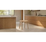 Tabouret Enit en corde papier beige et bois de chêne finition naturelle 43 cm