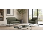 Canapé Brida 2 places vert et pieds en acier avec finition noire 128 cm