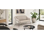 Canapé Brida 2 places beige et pieds en acier avec finition noire 128 cm