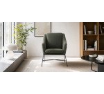 Brida armchair in green and steel legs with black finish