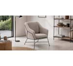 Fauteuil Brida beige et pieds en acier avec finition noire