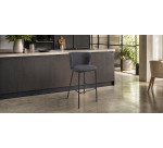 Tabouret Ciselia tissus chenille et pied acier H.75 cm