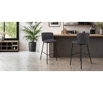 Tabouret Ciselia tissus chenille et pied acier H.75 cm