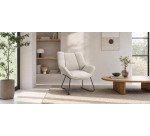 Fauteuil FORÖL - Modèle Opti526  - Revêtement en tissu beige. Structure métal noir.