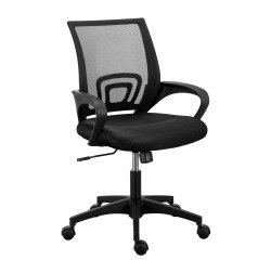 Chaise de bureau SPRING tissu et maille - avec accoudoirs et soutien lombaire - Mécanisme Basculant centré - Pied noir
