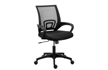Chaise de bureau SPRING tissu et maille - avec accoudoirs et soutien lombaire - Mécanisme Basculant centré - Pied noir