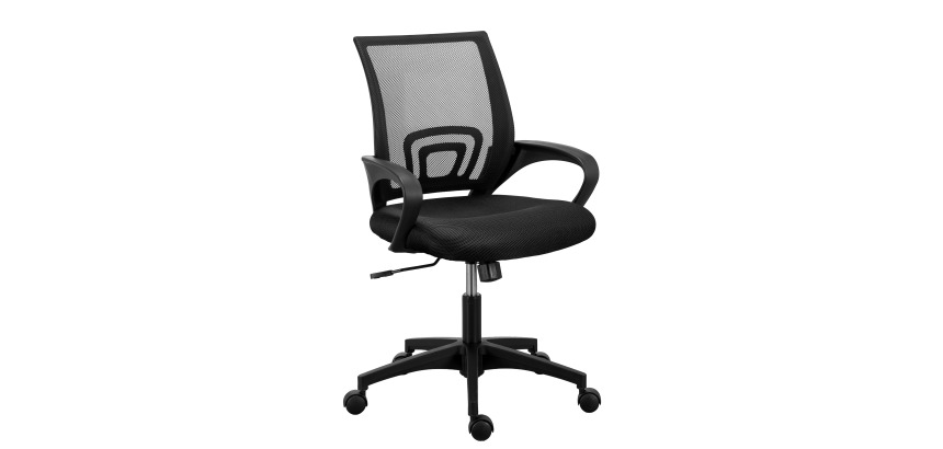 Chaise de bureau SPRING tissu et maille - avec accoudoirs et soutien lombaire - Mécanisme Basculant centré - Pied noir