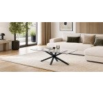Argo coffee table glass black legs 130 x 70 cm