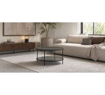 Gilda tempered glass and metal coffee table with a matte black finish, Ø 80 cm