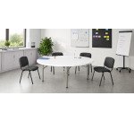 Table pliante ronde avec poignée ALIZEE L 154 x H 74 blanche