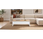 Couchtisch Abilen aus Eichenfurnier und weiß lackiert, 110 x 60 cm