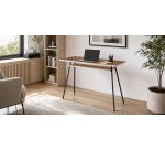 Bureau télétravail LV1 H.75 x L.100 x P.40 cm plateau noyer piètement noir