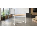 Table haute Easydesk H 110 x P 75 cm piètement métal blanc