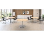 Pack tables rondes 120 cm piètement colonne Excellens hêtre 2 + 1 offerte