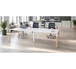 Insel von 4 Arbeitstischen ECLA B 140 x T 60 cm metallenes Gestell Ausführung in Holz 