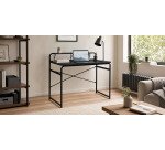 Bureau Foreman en mélamine finition noire et pieds en acier noir 98 x 46 cm