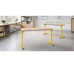 Table scolaire 2 places SYLLAB L.130 cm plateau hêtre réglable en hauteur, taille 4 à 6 pour CP à Lycée