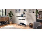Poste de travail PC assis/debout à roulettes L 70.5 x P 70 cm hauteur réglable