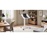 Workstation on wheels sitting / standing L 60 x D 52 cm white with tiltable desktop
