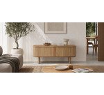 Meuble TV Mailen 2 portes en placage de frêne avec finition naturelle 120 x 50 cm