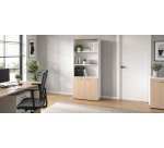 Hoge boekenkast met lage deuren Squadra wit lichaam