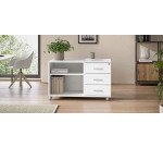Console mobile Inéo 3 tiroirs blanc - blanc