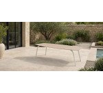 Table d'extérieur OUDON en aluminium plateau effet bois