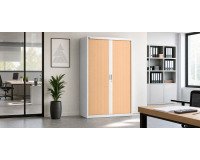 Pack de 2 armoires à rideaux Bruneau H 200 x L 120 x P 45 cm - 1 achetée = 1 offerte de même coloris