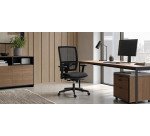 Chaise de bureau Bruneau Activ' - Tissu et maille - Dossier haut avec soutien lombaire - Pieds noirs