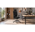 Chaise de bureau Bruneau Activ' Tissu - Dossier haut avec soutien lombaire - Avec têtière - Pieds noir