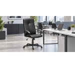 Office chair YOKO imitation leather - with armrests  Centered tilting mechanism - Black feet