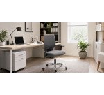 Office chair Nao anthracite faux leather - low backrest - with or without armrests - permanent contact mechanism - aluminum legs