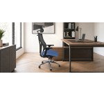 Fauteuil de bureau ergonomique FUTURA 4S PLUS tissu et maille, avec accoudoirs 4D et appui-tête, mécanisme synchrone, pieds noirs