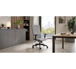 Chaise de bureau ergonomique TEAM PLUS, tissu, avec accoudoirs 1D, mécanisme synchrone, pieds noirs