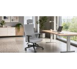Chaise de bureau ergonomique TEAM PLUS, tissu, avec accoudoirs 1D et appui-tête, mécanisme synchrone, pieds noirs
