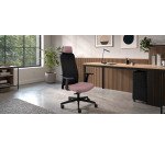 Fauteuil de bureau ergonomique MIKE B, tissu et maille, avec accoudoirs 1D et appui-tête, mécanisme synchrone, pieds noirs - Bleu marine