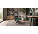 Chaise de bureau ergonomique NODI NOIR, Tissu et maille, avec accoudoirs 3D, mécanisme synchrone avec réglage profondeur, pieds noirs