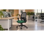 Chaise de bureau ergonomique NODI NOIR, Tissu et maille, avec accoudoirs 3D, mécanisme synchrone, pieds noirs