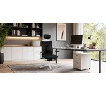 Fauteuil de bureau ergonomique VALIO, tissu et maille, avec accoudoirs 4D et appui-tête, mécanisme synchrone, pieds blancs