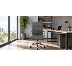 Opti527 Office Chair - Tilt Mechanism - Gray Faux Leather - Chrome Base - Fixed Armrests - Without Headrest - 50 mm Nylon Casters
