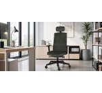 Chaise de bureau ergonomique TEAM PRO , tissu, avec accoudoirs 3D et appui-tête, mécanisme synchrone avec profondeur d'assise réglable