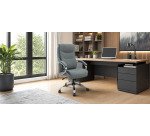 Bureaustoel Opti533 kantelmechanisme, grijze stof, verchroomde structuur, vaste armleuningen, zonder hoofdsteun, nylon wielen 50 mm