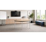 Table multi-usages demi-rond L 140 x P 70 cm, piétement chromé - Confort