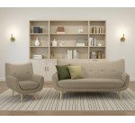 Fauteuil Luze 1 place, pieds bois, tissu