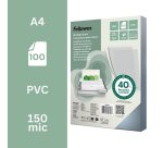 Couverture de reliure A4 FELLOWES PVC 15/100 transparente incolore - boite de 100