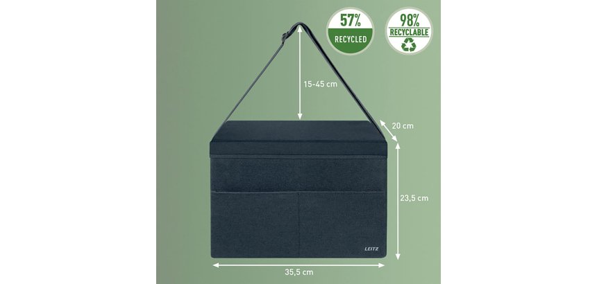 Sac de rangement compact - Avec couvercle - pour pc 14" - Tissu gris - Hot desking -  Leitz