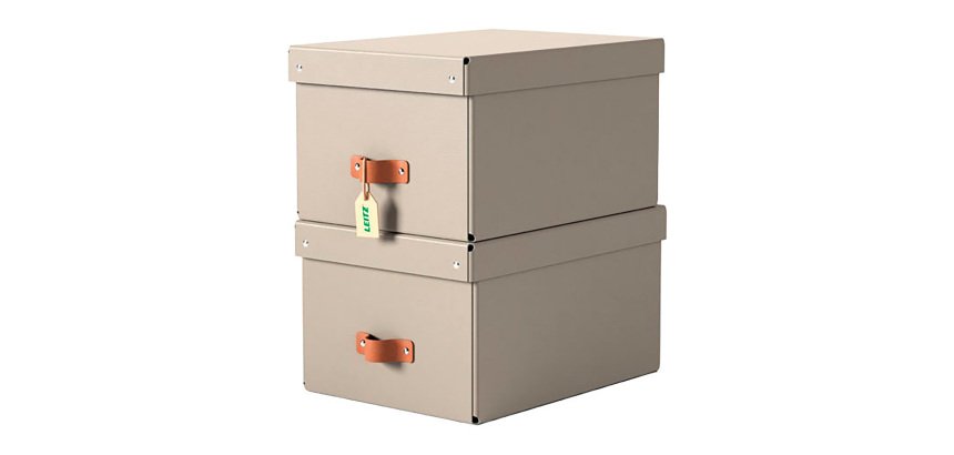 Boîte de rangement carton 17 Litres Leitz Puro H 20 x L 37 x P 27 cm - Lot de 2