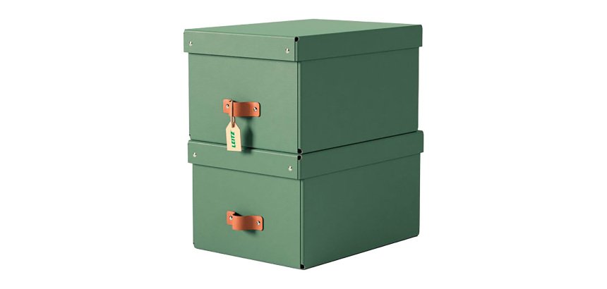 Boîte de rangement carton 17 Litres Leitz Puro H 20 x L 37 x P 27 cm - Lot de 2