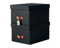 Boîte de rangement carton 17 Litres Leitz Puro H 20 x L 37 x P 27 cm - Lot de 2, noir