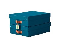 Boîte de rangement carton 8 Litres Leitz Puro H 10 x L 37 x P 27 cm - Lot de 2, bleu